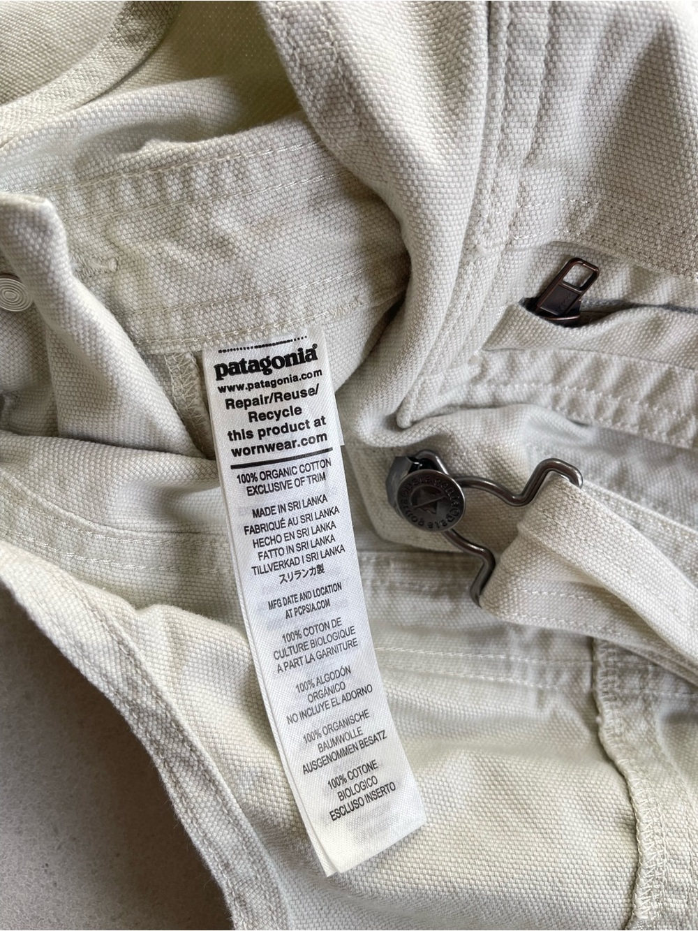 Patagonia Stand Up Off-White Cream Shortalls Overalls Cotton Bib Pocket Size S - Picture 10 of 10